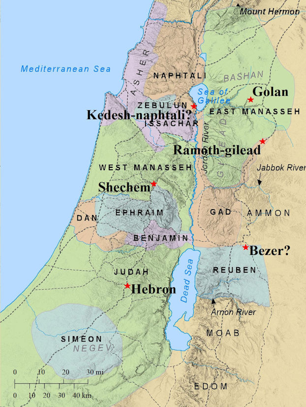 Map of the cities of refuge