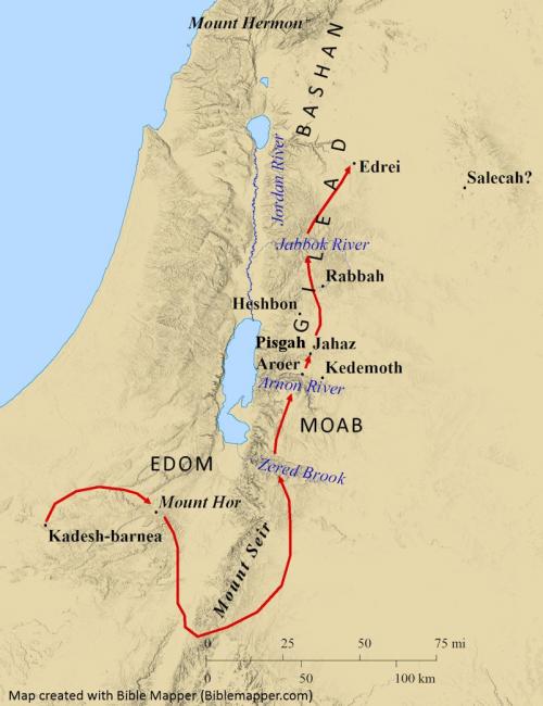 Map of the early conquest of Canaan