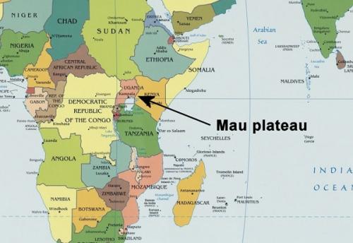 Map showing Mau plateau