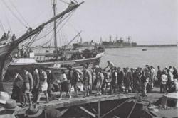 Jews arriving at Port Haifa
